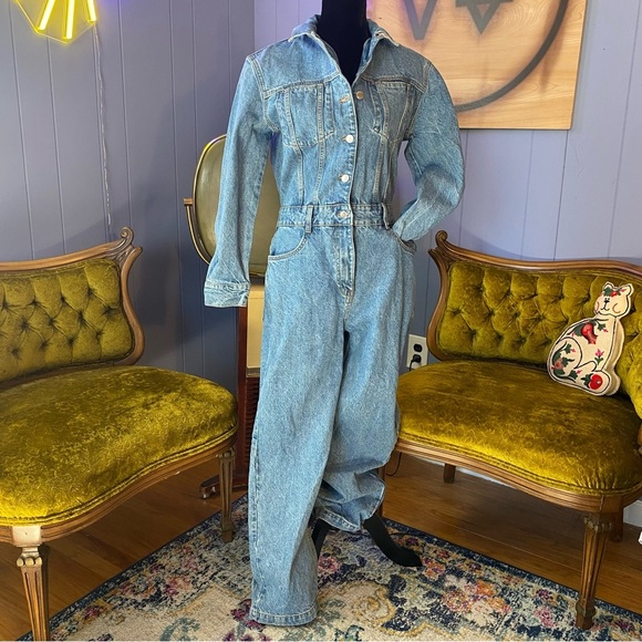 ❌SOLD🏷️Zara Z1975 Denim Jumpsuit Size Large - Picture 1 of 8